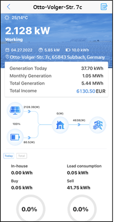 Screenshot of the app interface Screenshot dell'interfaccia app