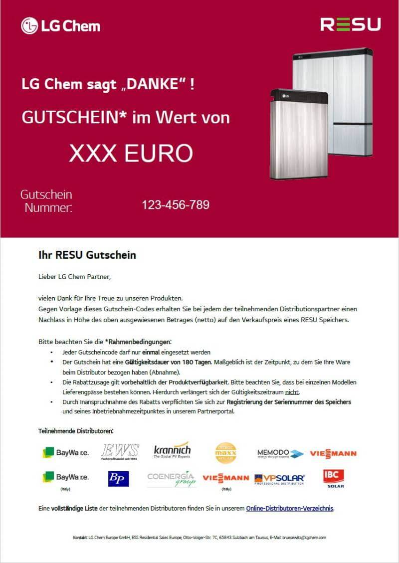 LG Energy Solution RESU Gutschein