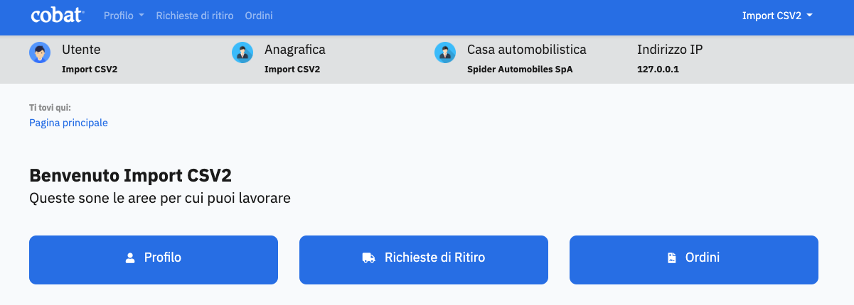 Schermata iniziale del portale COBAT dedicato ai ritiri delle batterie RESU di LG Energy Solution