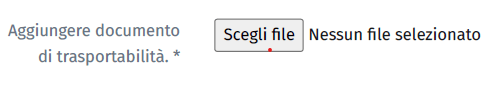 Documento di trasportabilità Sezione per aggiungere il documento di trasportabilità.