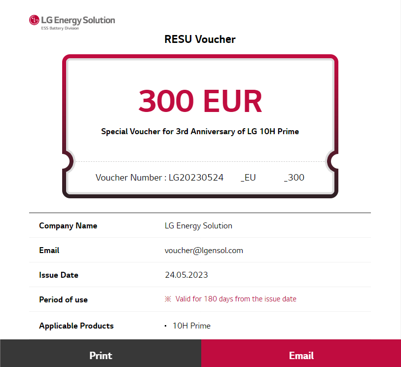 RESU voucher PRIME RESU PRIME Voucher